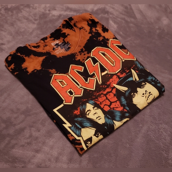 AC/DC Men's Highway To Hell Tie Dye Heavy Metal Rock T-Shirt - Size 2XL - Picture 8 of 11